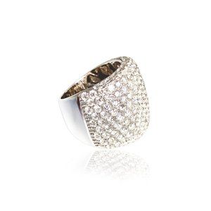 12 Row Diamond Dome Pave Ring in 14k White gold